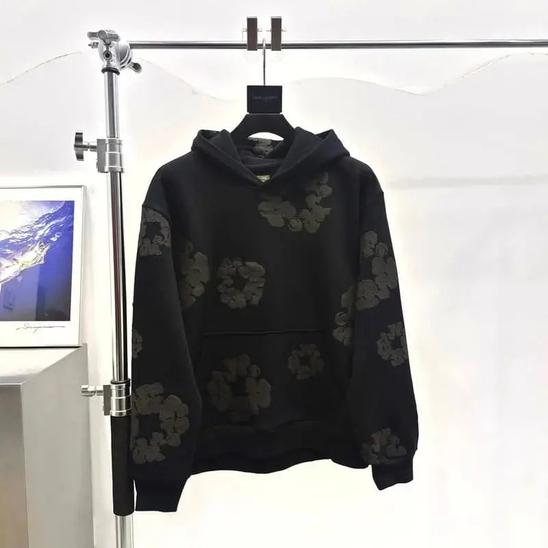 Hoodie Denim Tears Cotton Wreath Black Monochrome My Store