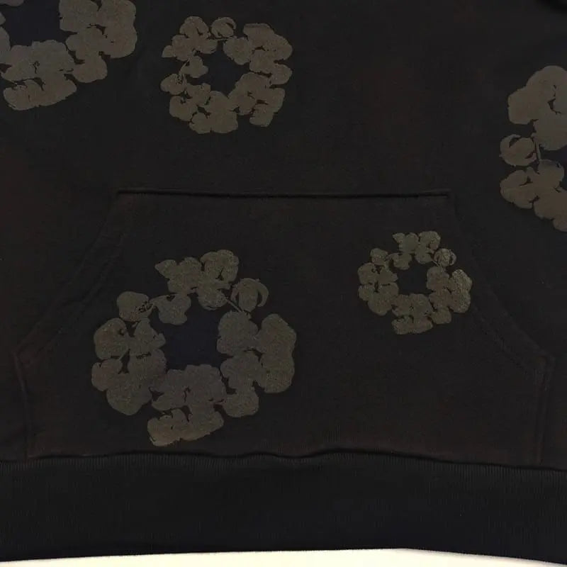 Hoodie Denim Tears Cotton Wreath Black Monochrome My Store