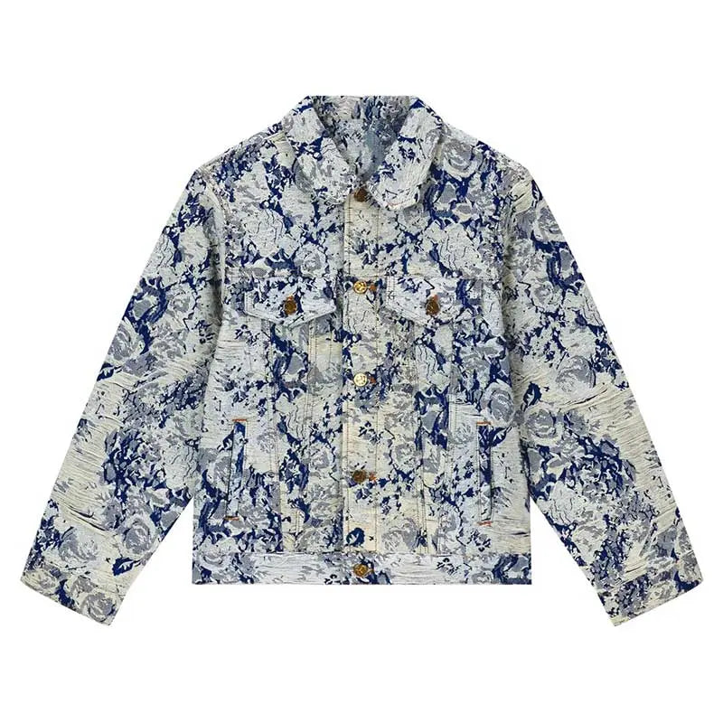 Jacket Louis Vuitton Distressed Floral Denim My Store