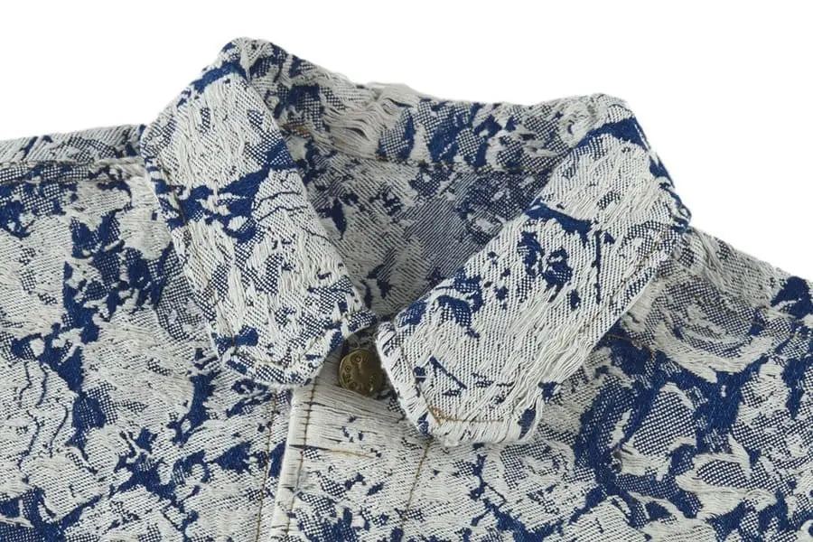 Jacket Louis Vuitton Distressed Floral Denim My Store