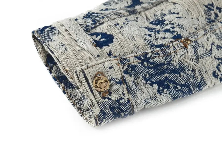 Jacket Louis Vuitton Distressed Floral Denim My Store
