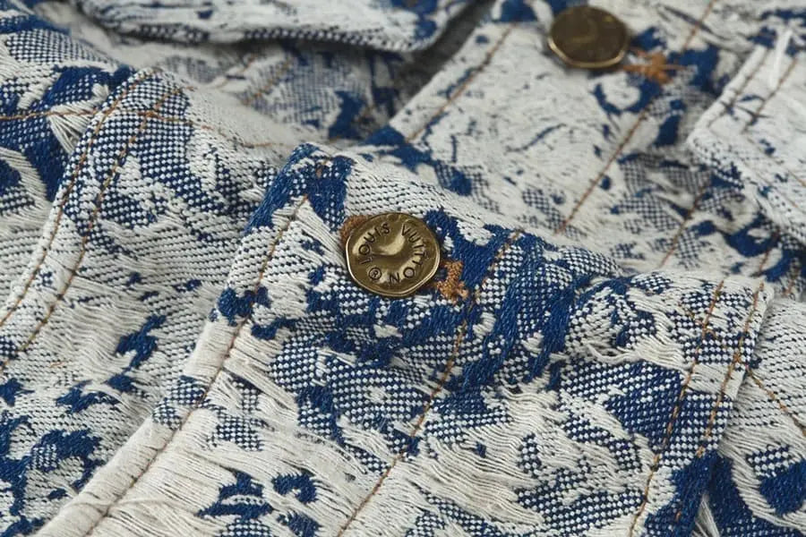 Jacket Louis Vuitton Distressed Floral Denim My Store