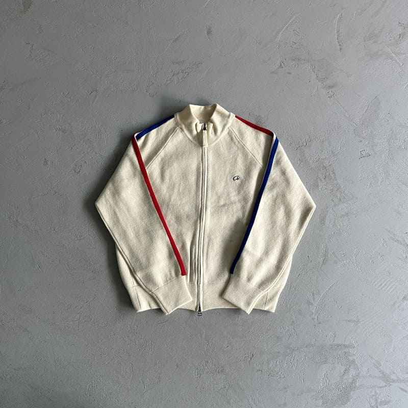 Jacket Corteiz Knit Zip Up Fleece Cream My Store