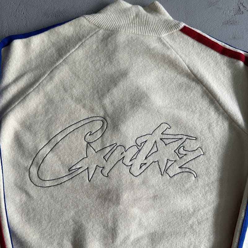 Jacket Corteiz Knit Zip Up Fleece Cream My Store