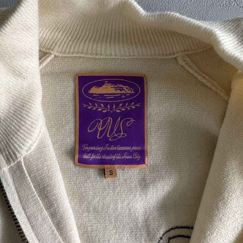 Jacket Corteiz Knit Zip Up Fleece Cream My Store