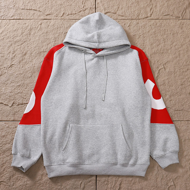 Hoodie Supreme Big Logo Jacquard Red Grey