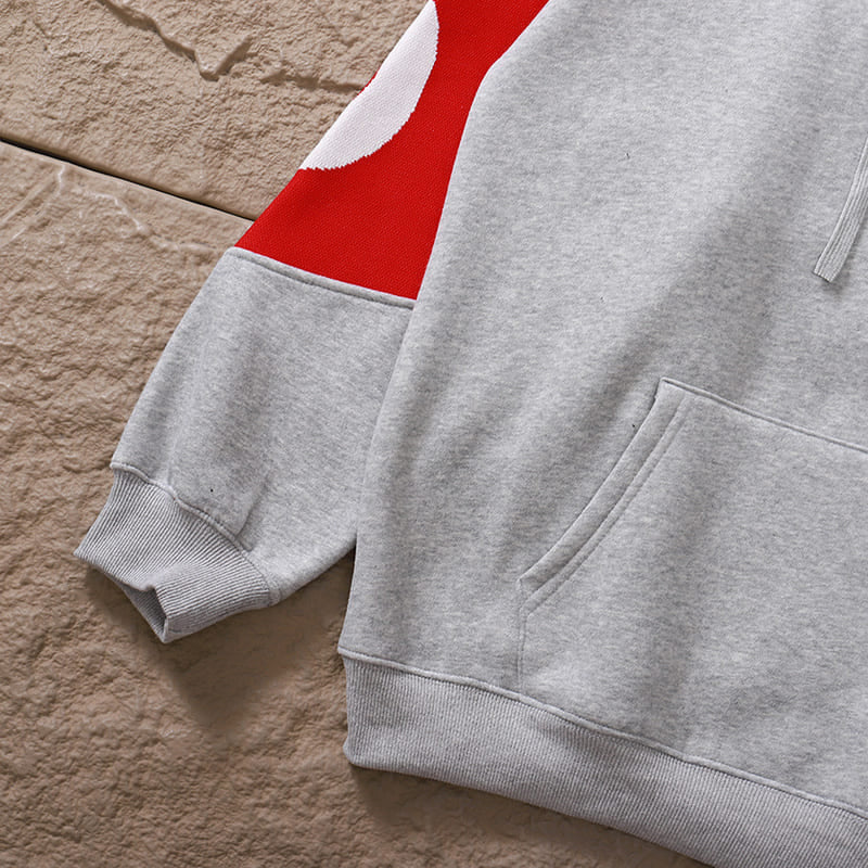Hoodie Supreme Big Logo Jacquard Red Grey