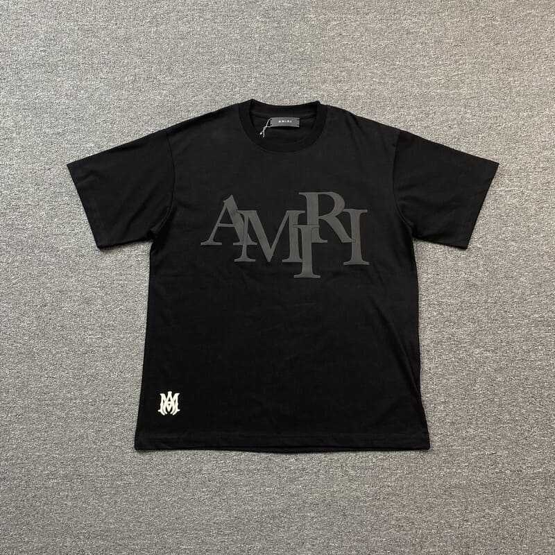 T shirt Amiri Staggered Black logo